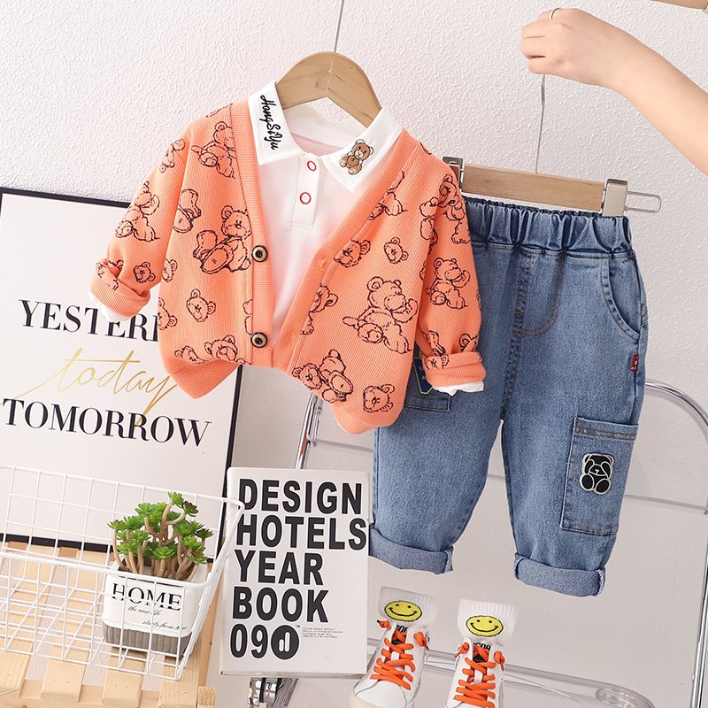 Toddler Boy Clothes 2023 Spring Baby Boy 3pcs Clothing Sets Denim Cotton Shirt Jeans for Kids Boy