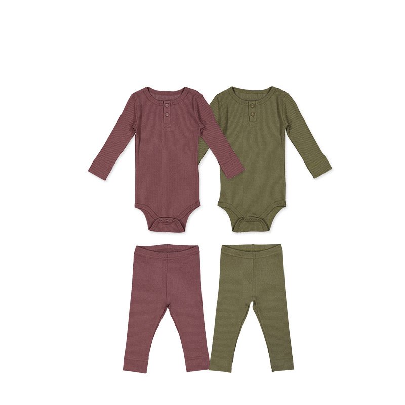 Autumn Newborn Infant Toddler Boys Girls Clothes Set Long Sleeve Modal Cotton Ribbed Romper Baby Bodysuit Set