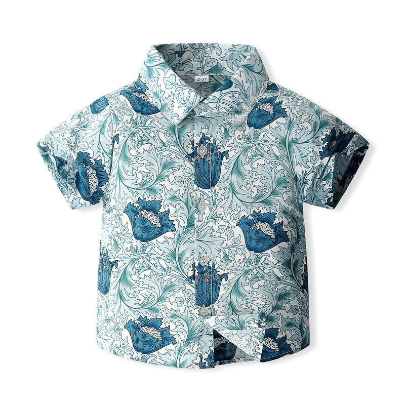 Kids Boy Gentleman Clothing Set Summer Boy Short Sleeve Print+Short Two Piece Casual Sets