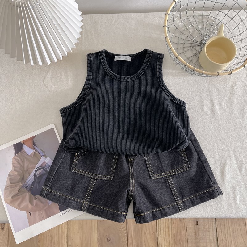 Sleeveless Boys Girls clothes 2Pcs Infant Stretchy Soft Vest Tops Shorts Suit Kids Boys clothing sets