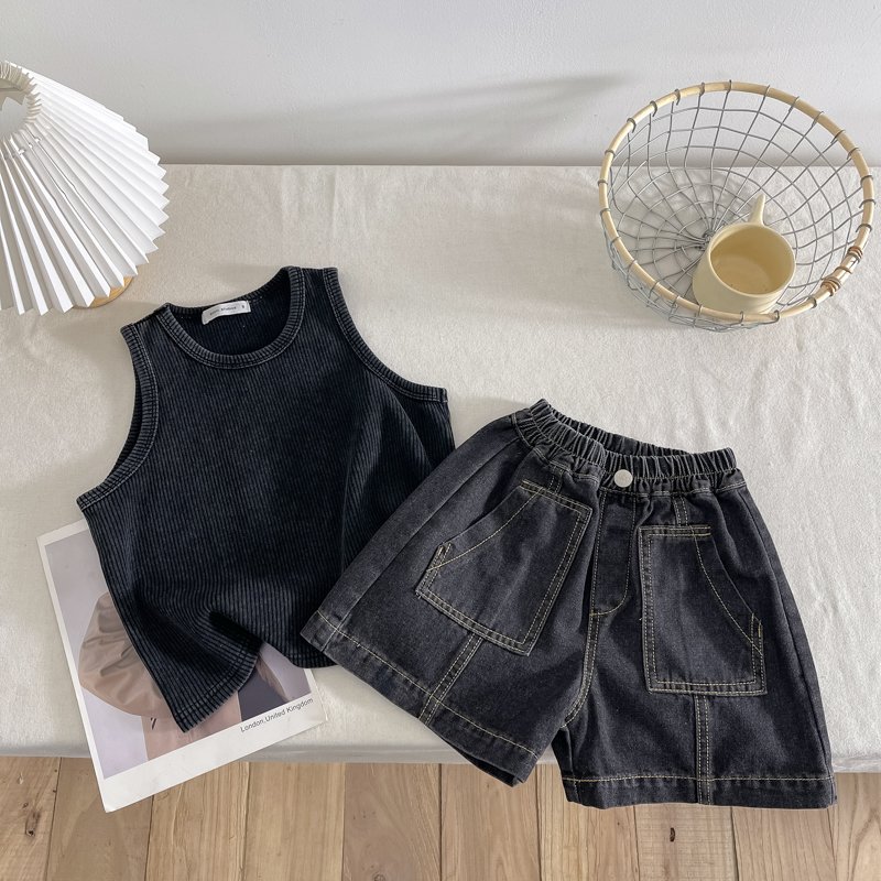 Sleeveless Boys Girls clothes 2Pcs Infant Stretchy Soft Vest Tops Shorts Suit Kids Boys clothing sets