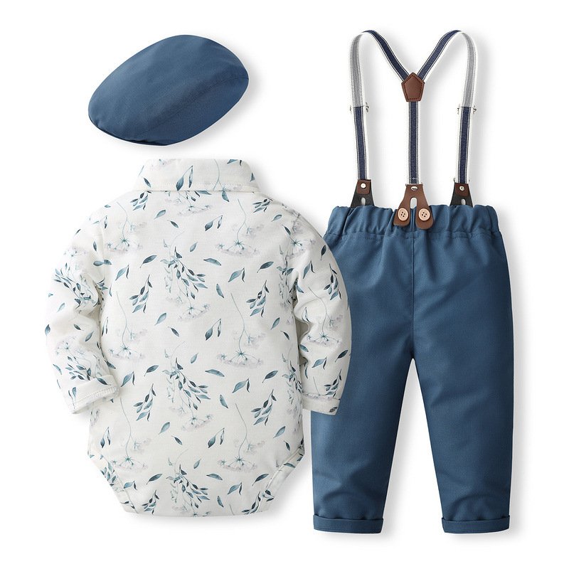 3 pieces Baby Boy Clothes Bow Tie Romper Shirt and Suspenders Pants Toddler Boy Clothes Birthday Formal Outfit Baby Clothing Set