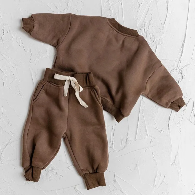 Custom LOGO boy children clothing fleece kids tracksuit crewneck sweatshirt gym sweatpants boy suit 2 pieces boys clothing sets