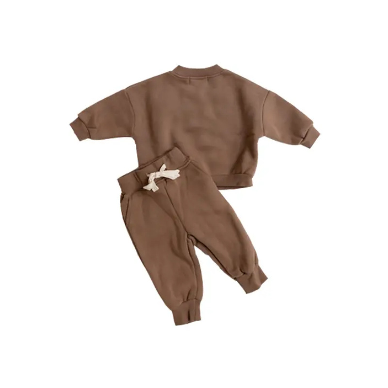 Custom LOGO boy children clothing fleece kids tracksuit crewneck sweatshirt gym sweatpants boy suit 2 pieces boys clothing sets