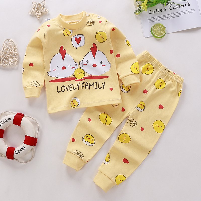 Wholesale 2 Set girl boys children spring kids sleepwear sets cartoon 100%cotton kids Pajamas