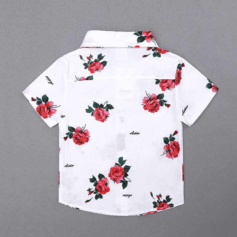 New Arrival Boy Clothing Sets Floral Print Shirt Shorts Two-piece Flower Boy Host Costume Kids Clothes Set Boys Casual Suits