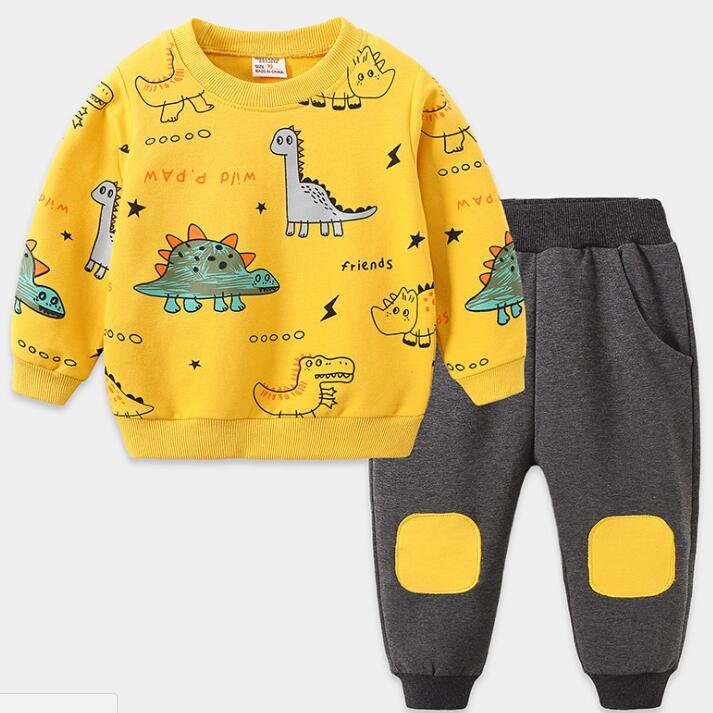 2024 Autumn Winter Kids Boys Sports Trousers long-sleeved Two-piece Cartoon Casual Clothes Sets for Boy