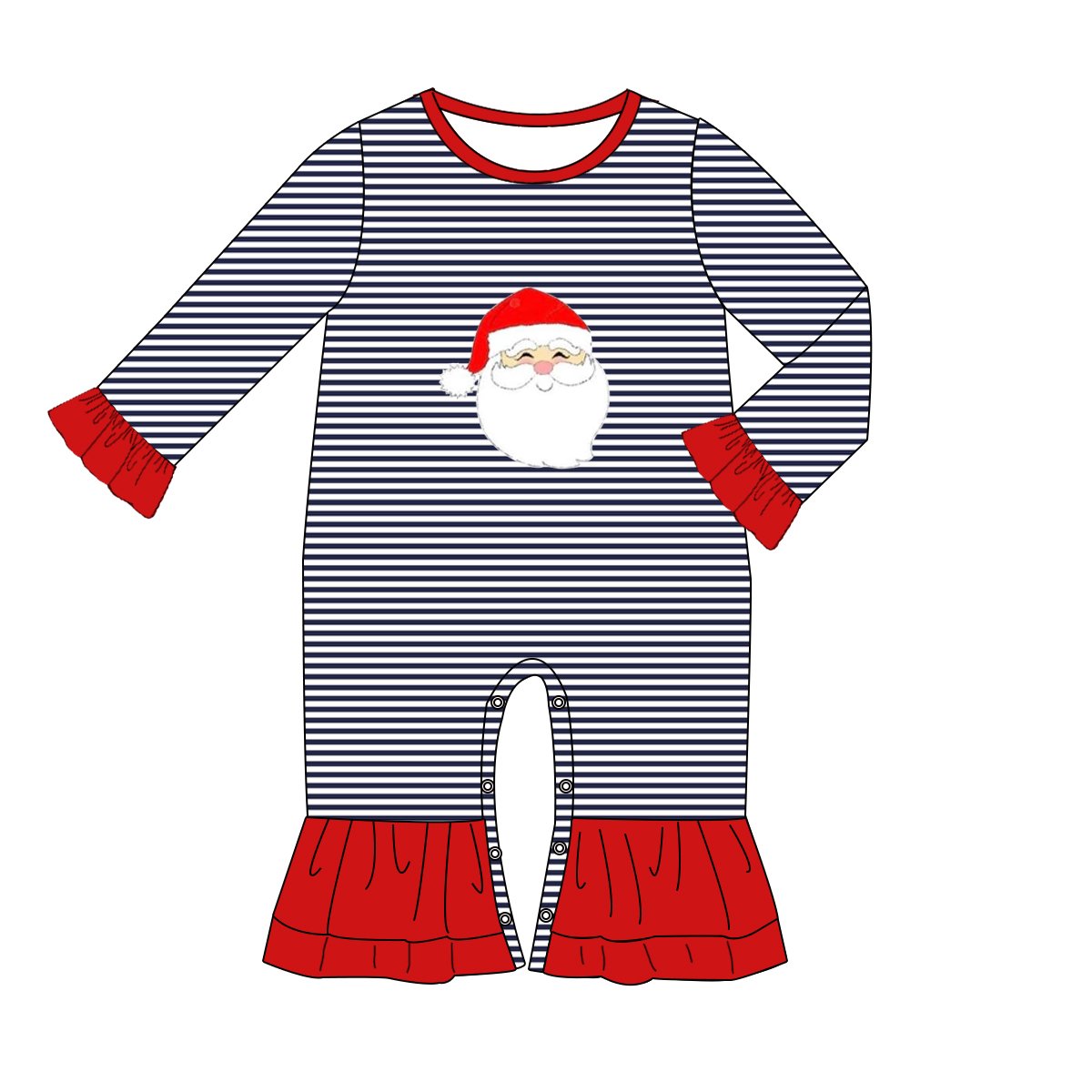 New Design Customized Sibling Kids Clothing Santa Applique Boys Clothing set