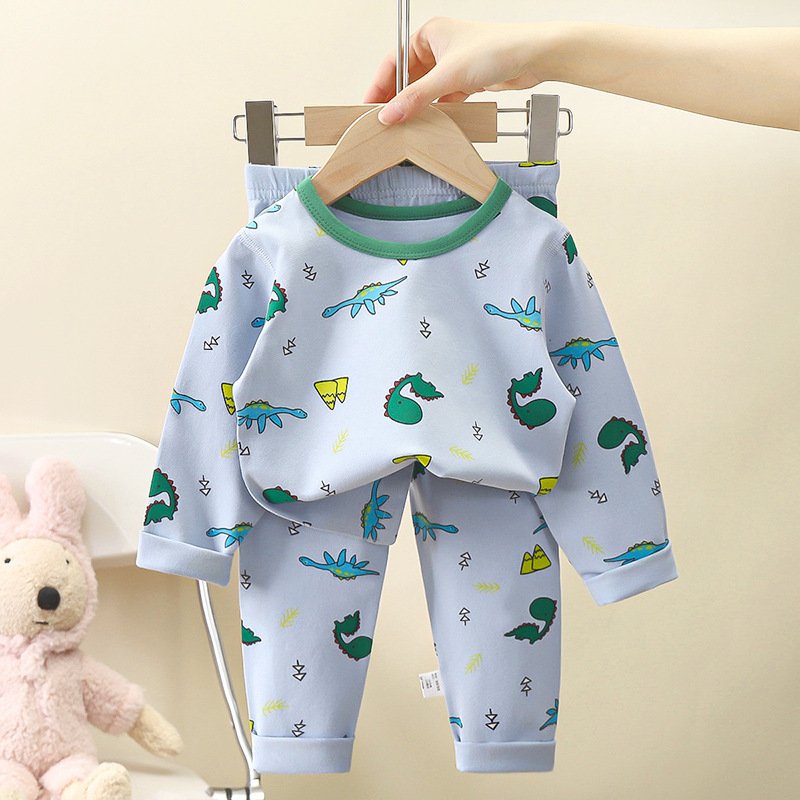 2024 New Children's underwear set autumn new boys' homewear girls' cotton clothes baby pajamas children's clothing wholesale