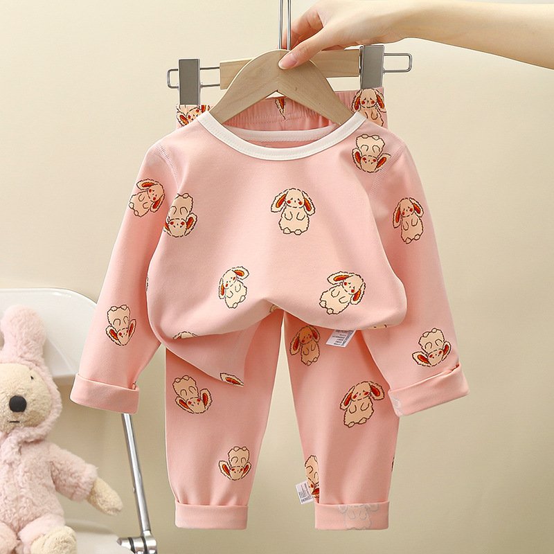 2024 New Children's underwear set autumn new boys' homewear girls' cotton clothes baby pajamas children's clothing wholesale
