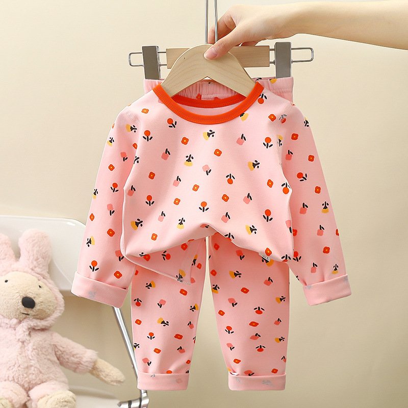 2024 New Children's underwear set autumn new boys' homewear girls' cotton clothes baby pajamas children's clothing wholesale
