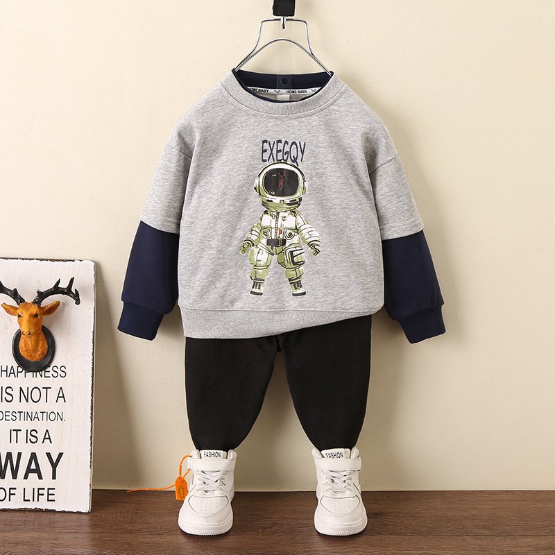 Wholesale Kids Clothes Long Sleeve Set Children's Clothing Solid Colors Sports Set Casual Boys Clothing Sets 2pcs Sweat Suits