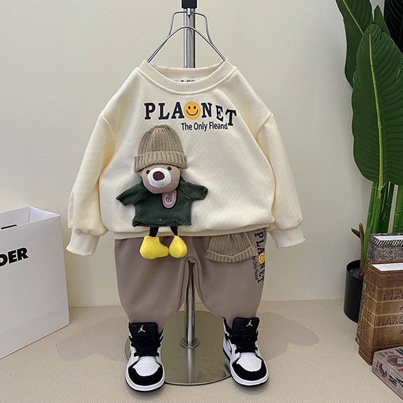Wholesale Kids Clothes Long Sleeve Set Children's Clothing Solid Colors Sports Set Casual Boys Clothing Sets 2pcs Sweat Suits