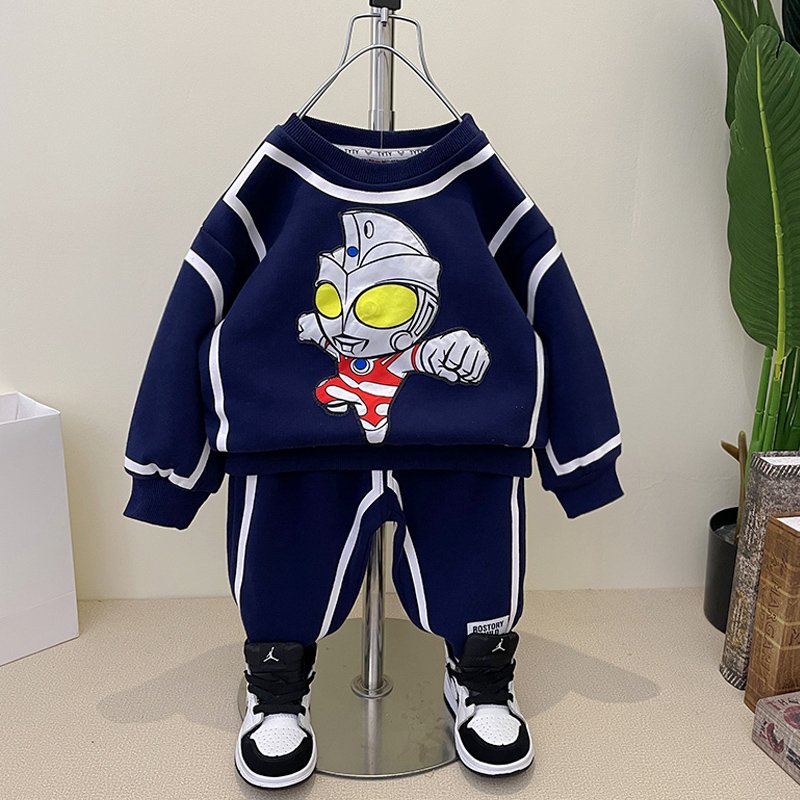 Wholesale Kids Clothes Long Sleeve Set Children's Clothing Solid Colors Sports Set Casual Boys Clothing Sets 2pcs Sweat Suits