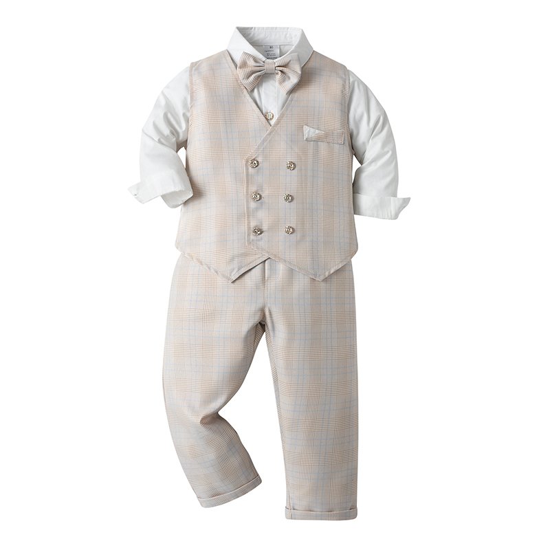 Baby Boys Formal Wear Wedding Clothes Suits Long Sleeve Shirt Formal Waistcoat Suits Boy Clothing Sets Children Clothing