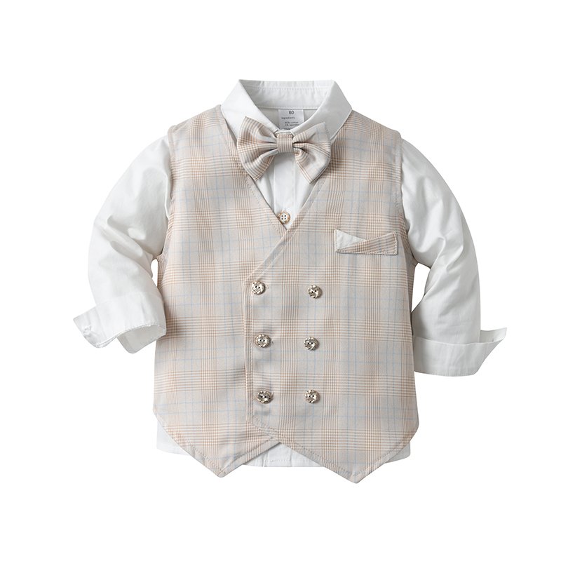Baby Boys Formal Wear Wedding Clothes Suits Long Sleeve Shirt Formal Waistcoat Suits Boy Clothing Sets Children Clothing