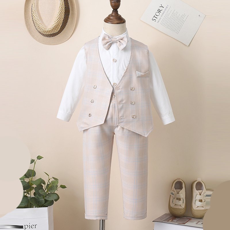 Baby Boys Formal Wear Wedding Clothes Suits Long Sleeve Shirt Formal Waistcoat Suits Boy Clothing Sets Children Clothing