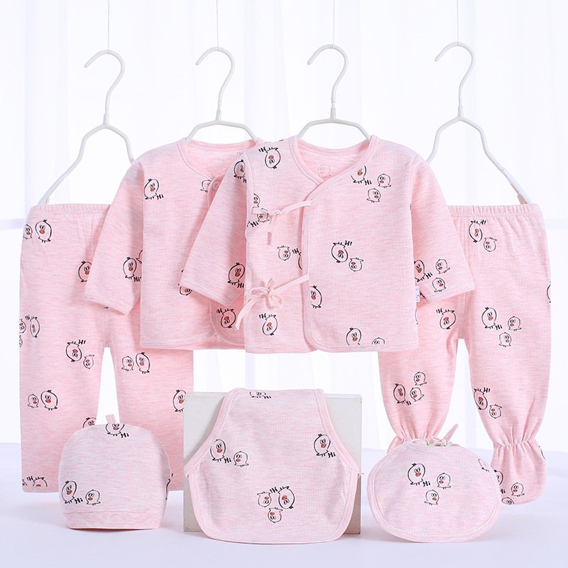 Newborn 7PCS 100 Cotton Full Month Cartoon Pattern baby Boys' girls' Clothes Set