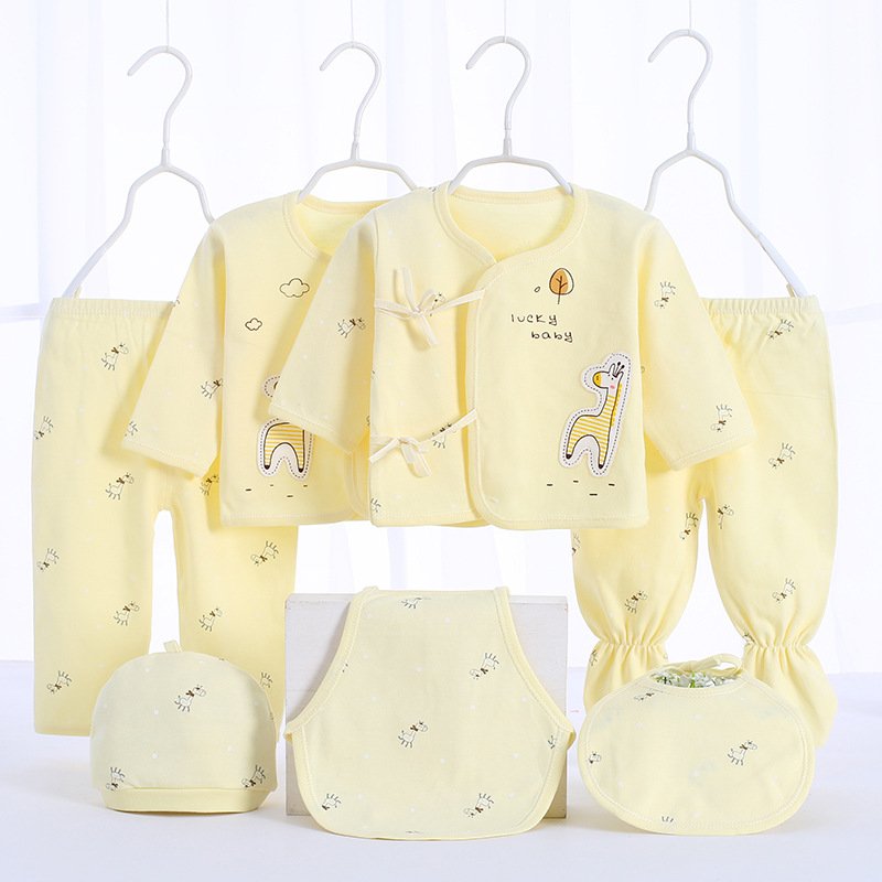 Newborn 7PCS 100 Cotton Full Month Cartoon Pattern baby Boys' girls' Clothes Set