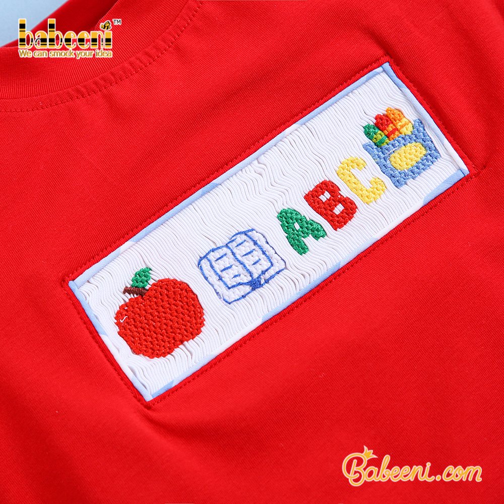 Adorable back to school boy short set ODM OEM wholesale smocked children clothing boys clothing sets - BB2168
