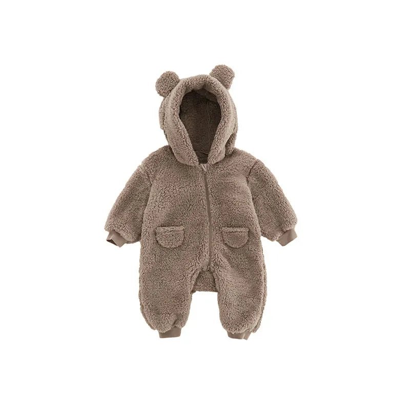 Organic Cotton Baby Bear Romper Teddy Baby Fleece Onesie Custom Baby Clothes Winter Newborn Sleepsuit Infant Two Way Zip Sleeper