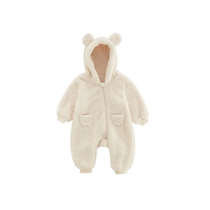 Organic Cotton Baby Bear Romper Teddy Baby Fleece Onesie Custom Baby Clothes Winter Newborn Sleepsuit Infant Two Way Zip Sleeper