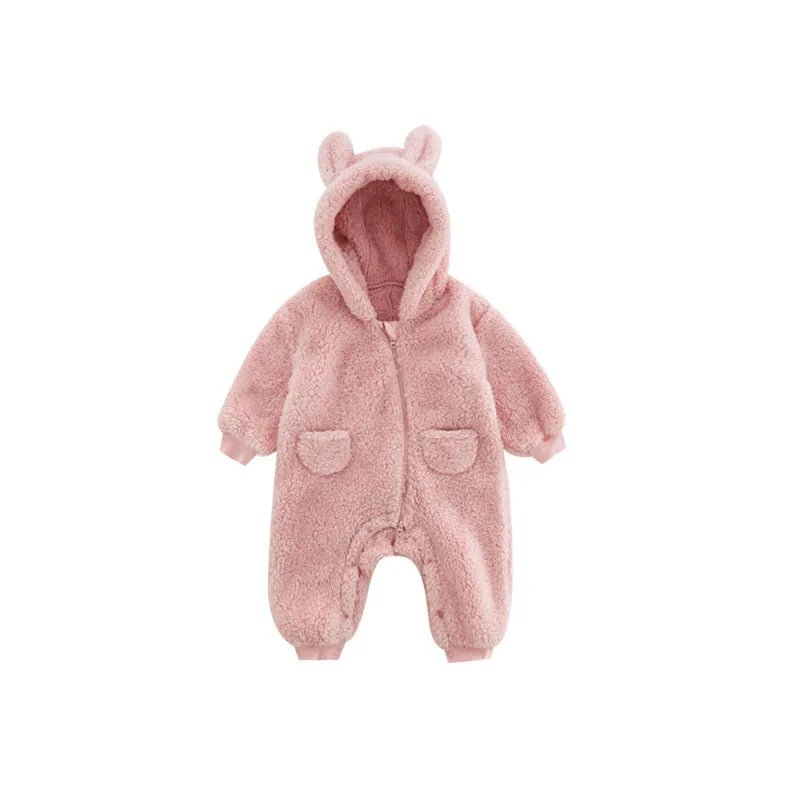 Organic Cotton Baby Bear Romper Teddy Baby Fleece Onesie Custom Baby Clothes Winter Newborn Sleepsuit Infant Two Way Zip Sleeper