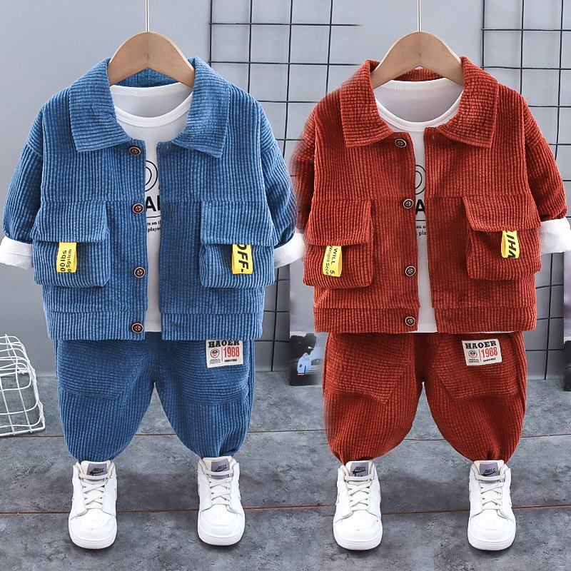 High quality Boy's Clothing Sets Autumn Toddler Baby Toddler COTTON Suits Kids Clothes Long Sleeve T-shirt pants coat Jacket Set