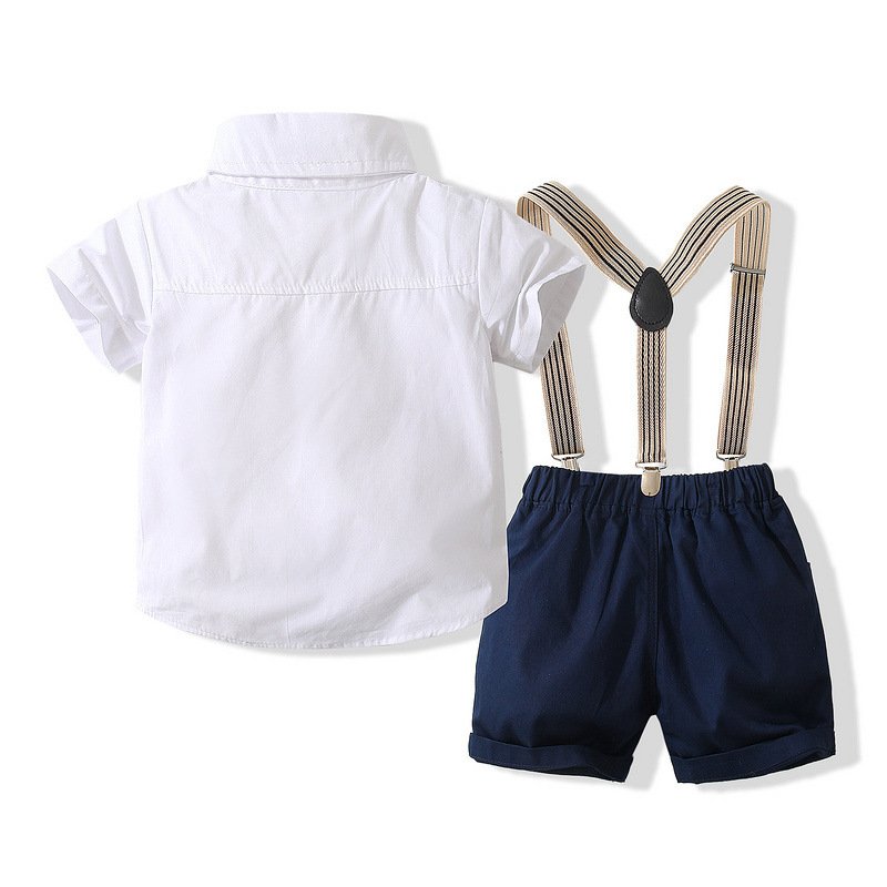 New Quality Baby Clothing Sets Boy Short Sleeve 1 Year Birthday Dress Suits For Boys Wholesale Dress Suits With Bow