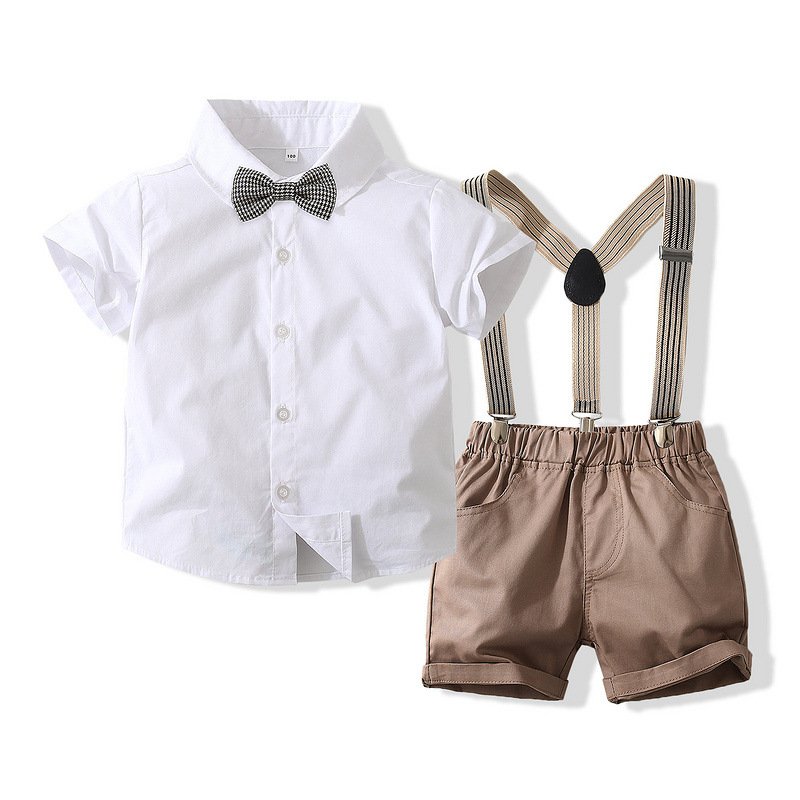 New Quality Baby Clothing Sets Boy Short Sleeve 1 Year Birthday Dress Suits For Boys Wholesale Dress Suits With Bow
