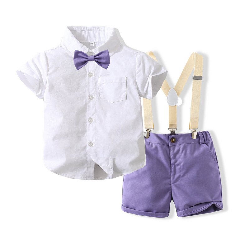 New Quality Baby Clothing Sets Boy Short Sleeve 1 Year Birthday Dress Suits For Boys Wholesale Dress Suits With Bow