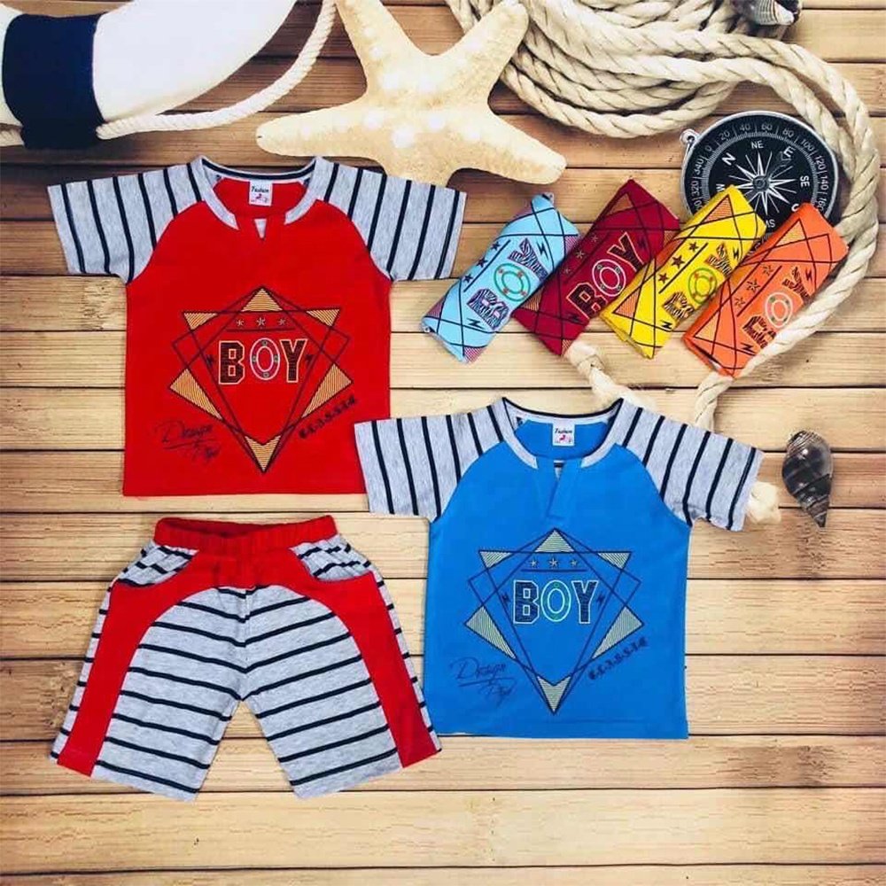 Handsome Hot Sale small boys set striped T-shirt cute little boys suit 1-6 years summer cotton cool baby children clothing set