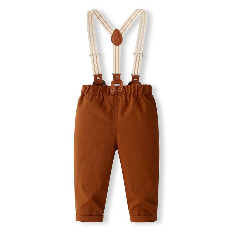 Formal boys clothing set autumn boy bow tie romper suspender pants 2pcs outfit children boy wedding party clothing suit