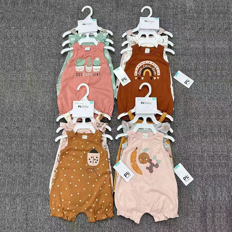 Brand new wholesale stock new born boys clothes 0-18M summer baby Clothes rompers bodysuit suspenders baby clothes sets