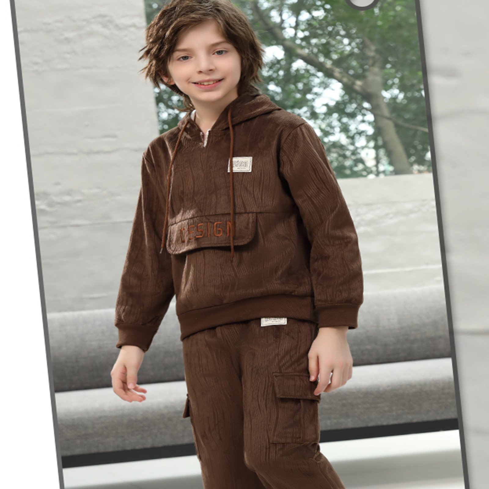Children's Autumn/Winter Sets 2024 New Boy's Hooded Sweater Daily Wear Casual Two Piece Set