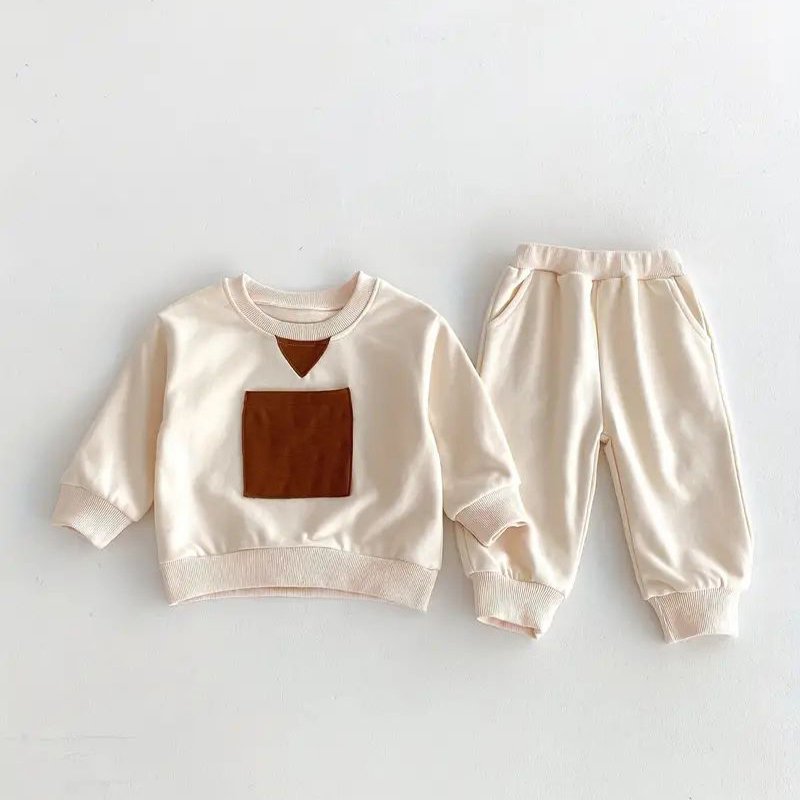 Organic cotton kids tracksuits french terry kid jogger set custom boys clothing sets sweatsuit set kid winter children clothes