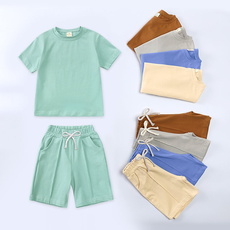 kids tales summer boys casual girl fashion custom clothing set wholesale blanks children clothes boys