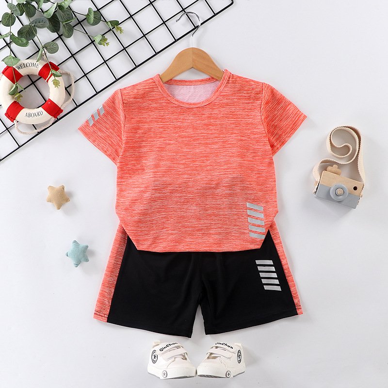 Summer Quick Dry Kids Clothing Sports Wear Two Piece Little Girls Boy Clothing Sets