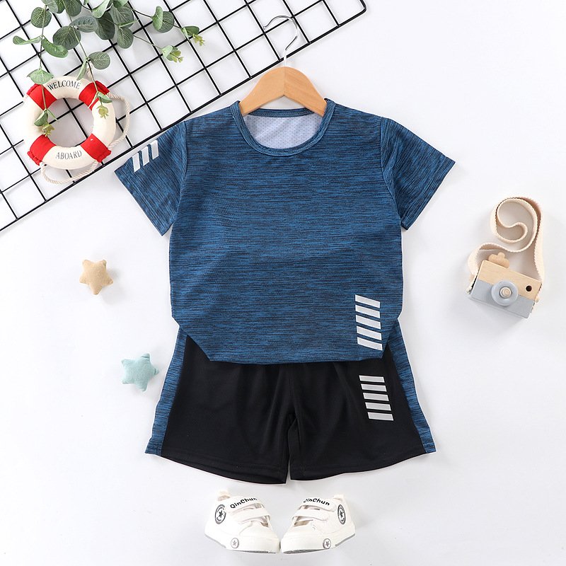 Summer Quick Dry Kids Clothing Sports Wear Two Piece Little Girls Boy Clothing Sets