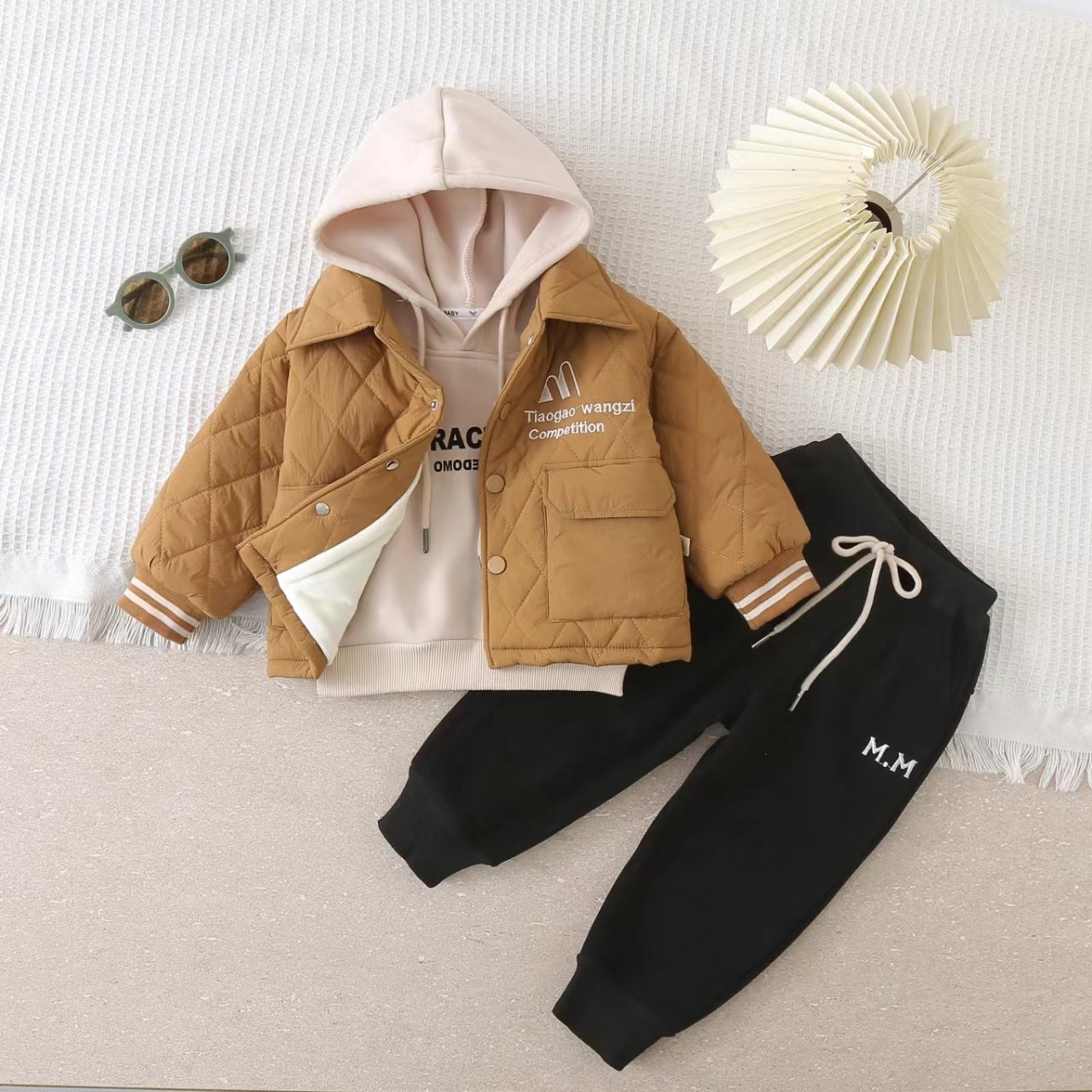 High Quality Boys Three-Piece Set Fall and Winter Coat Boy's suit children clothing set Casual Print Kids Wear with Excellent