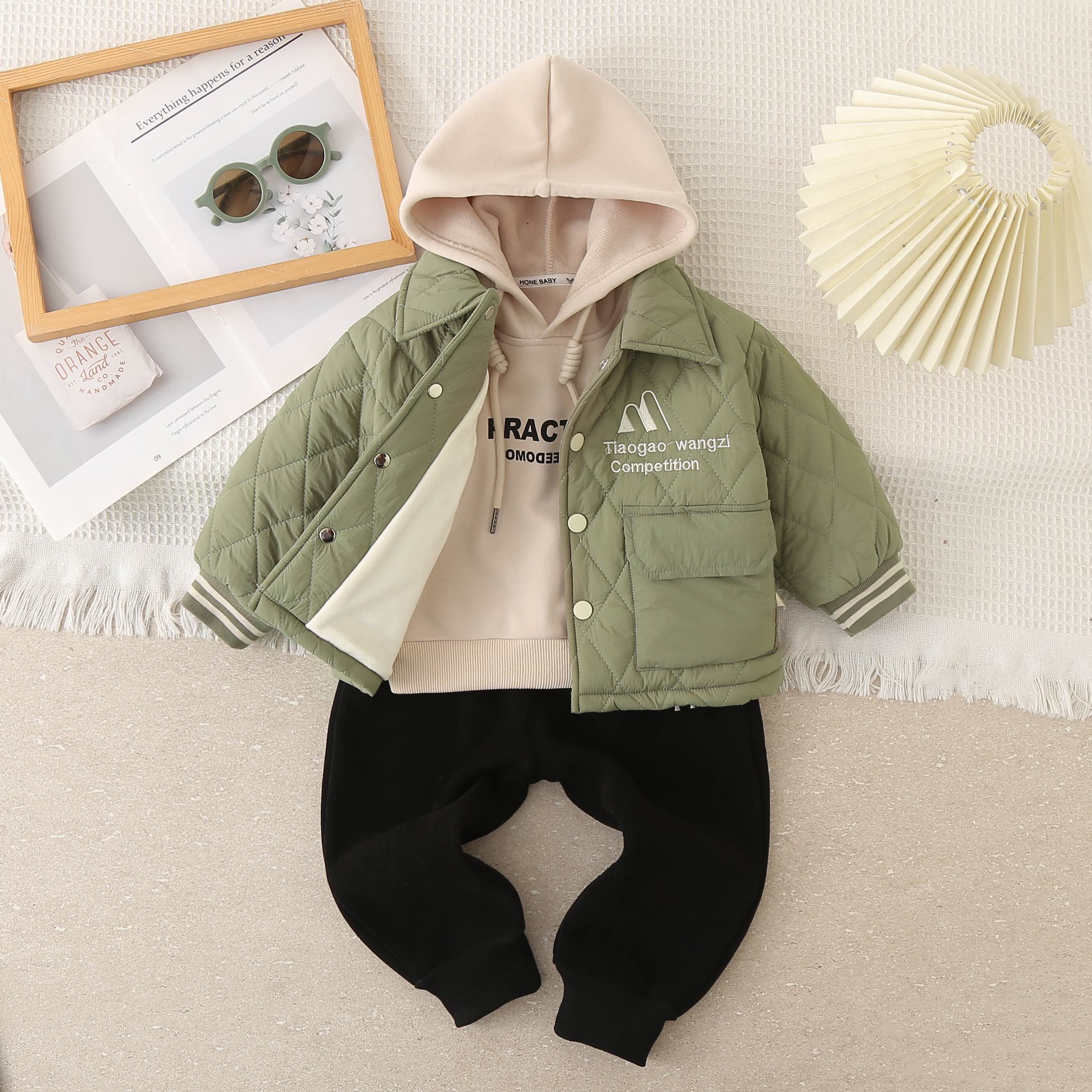 High Quality Boys Three-Piece Set Fall and Winter Coat Boy's suit children clothing set Casual Print Kids Wear with Excellent