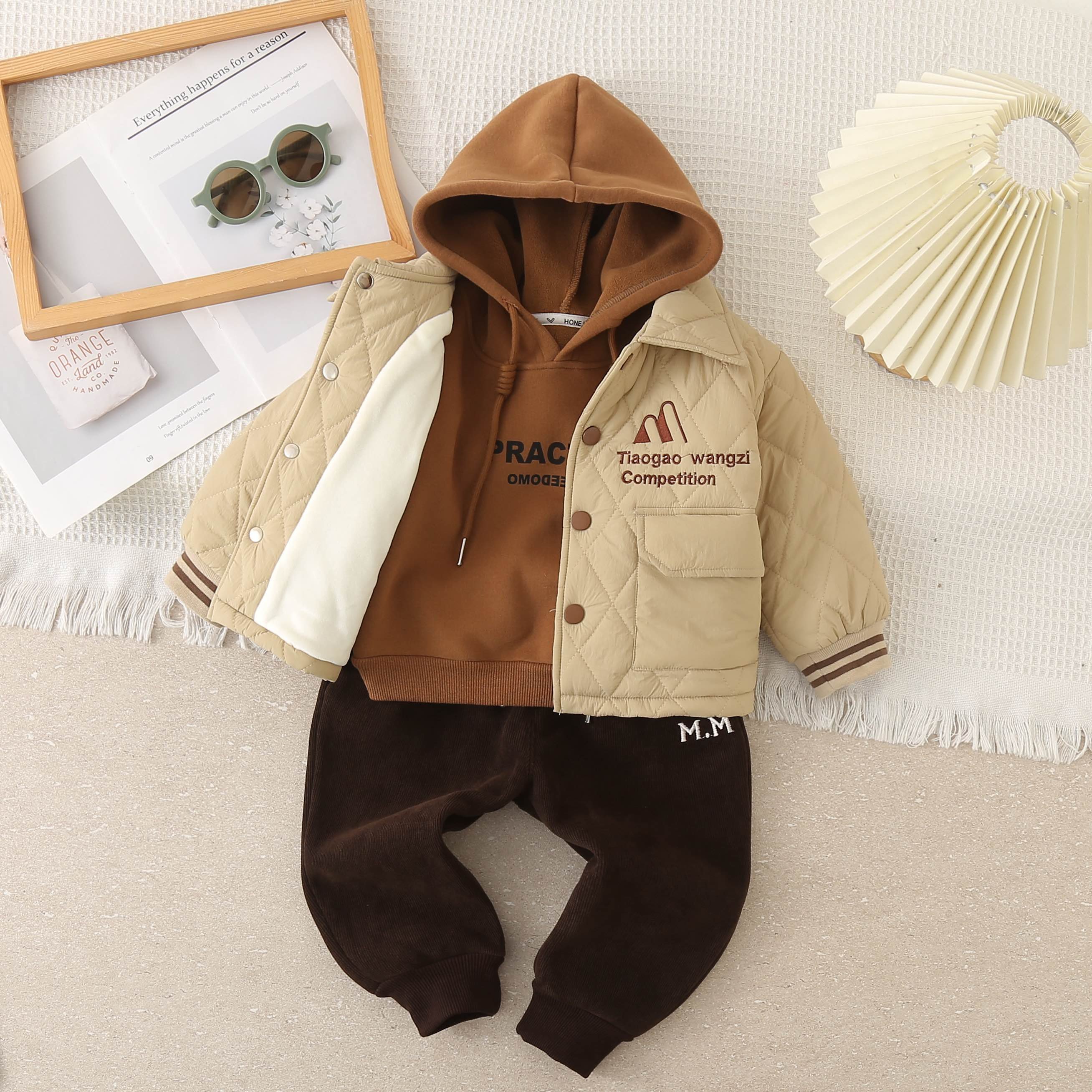 High Quality Boys Three-Piece Set Fall and Winter Coat Boy's suit children clothing set Casual Print Kids Wear with Excellent