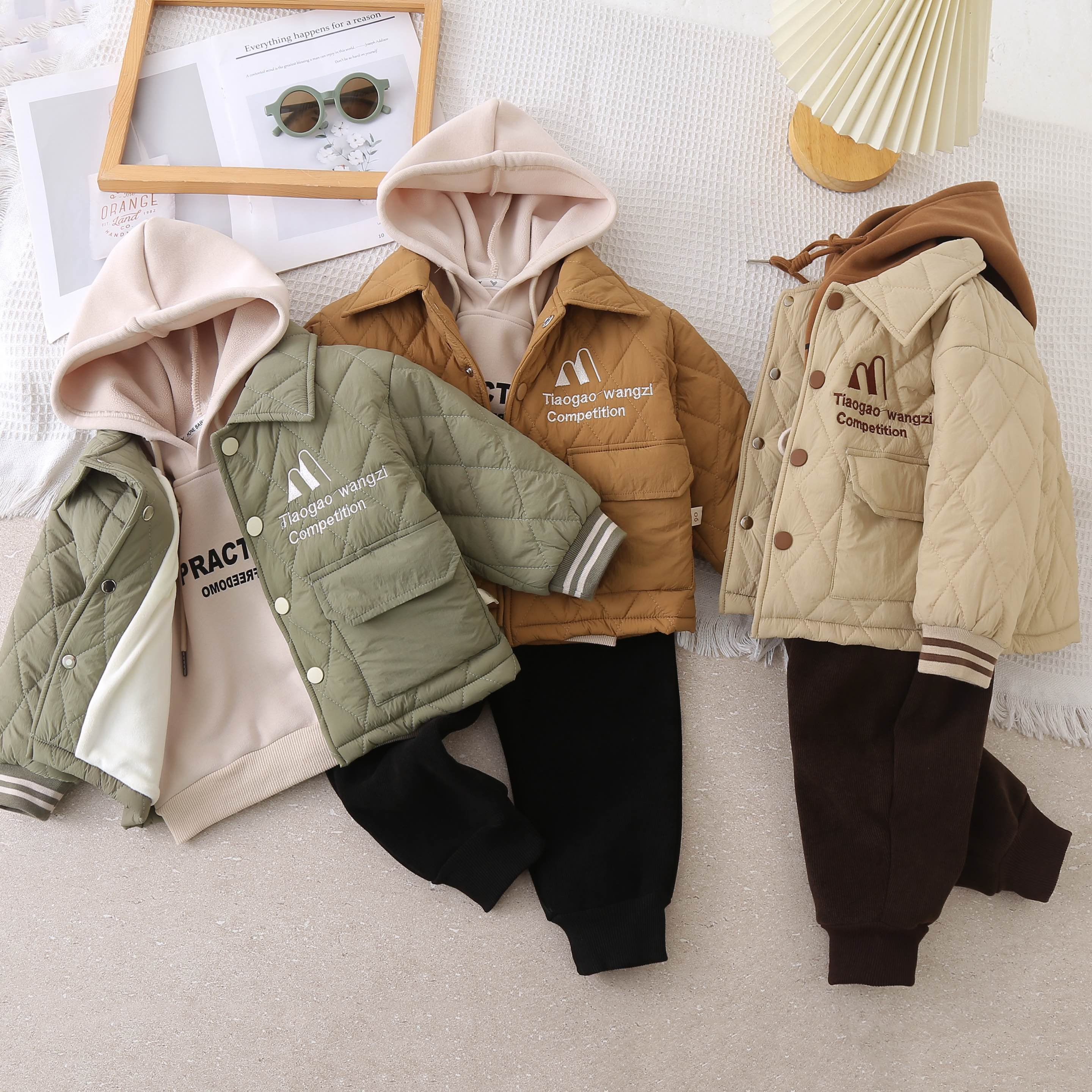 High Quality Boys Three-Piece Set Fall and Winter Coat Boy's suit children clothing set Casual Print Kids Wear with Excellent