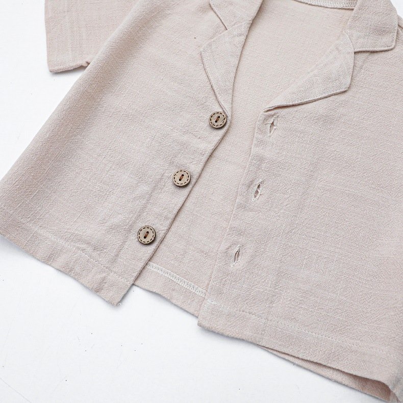 2023 Coffee Linen Set 6M Casual Baby Boy Summer Cotton Soft Breathable Play Suit Pyjamas Outdoor 2pcs Clothing Set