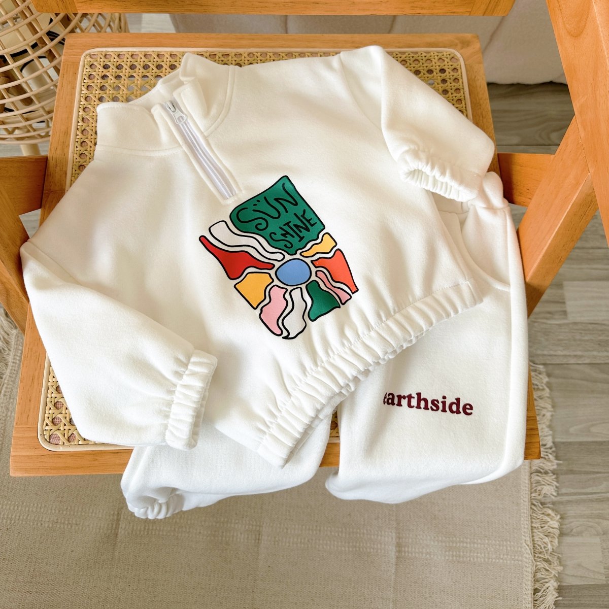 Winter Thickened Baby Boys' Casual Warmth Set Pants+Long Sleeve Coat Set Letter Printing Children's Sports Set