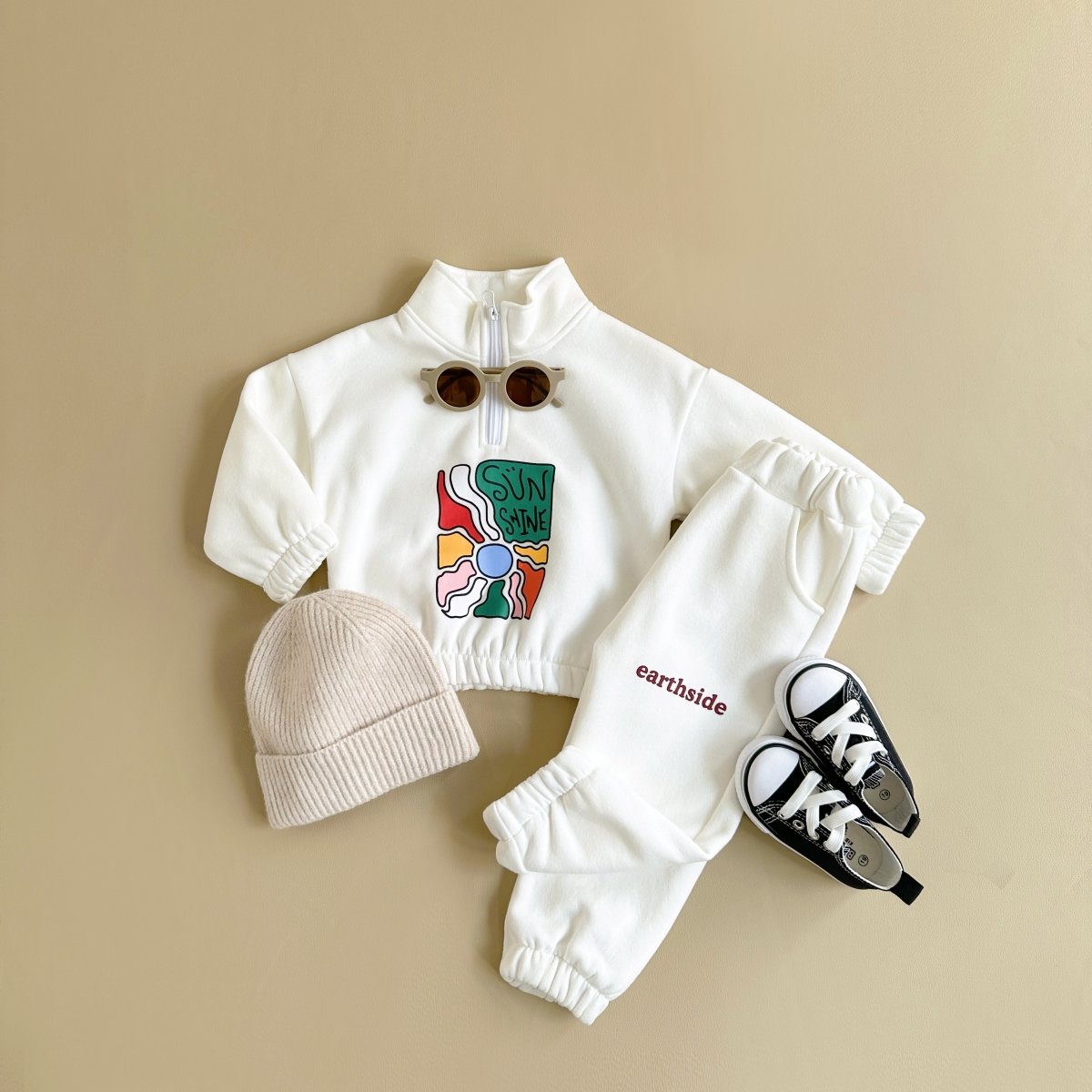 Winter Thickened Baby Boys' Casual Warmth Set Pants+Long Sleeve Coat Set Letter Printing Children's Sports Set