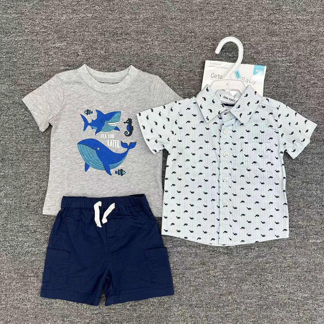 Summer Fashion Newborns Baby 3pcs Sets Infant Boys Clothing T-Shirt+Polo+Pants High Quality Toddler Boy Clothes Suit