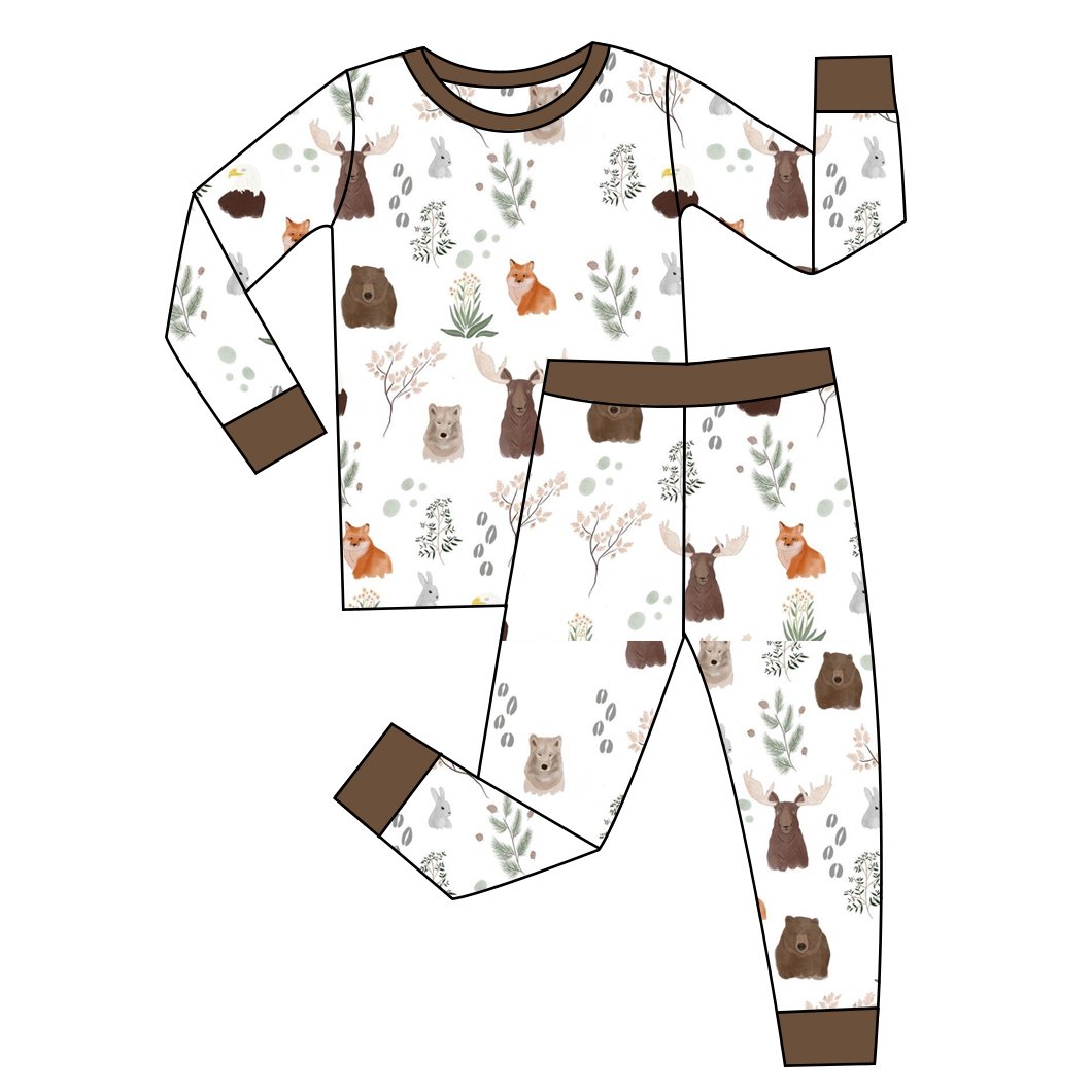Custom Printed Designs hot sale 2pcs LONG sleeve print Bamboo Viscose Knitted NEWborn baby boy clothes sets