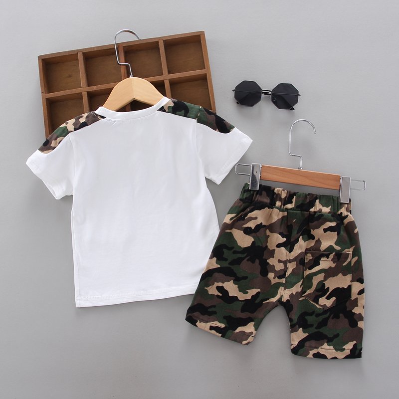 wholesale summer baby boys clothes Two Piece cute camouflage casual kids wear print short-sleeve shorts boys clothing