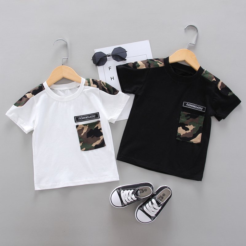 wholesale summer baby boys clothes Two Piece cute camouflage casual kids wear print short-sleeve shorts boys clothing